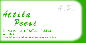 attila pecsi business card